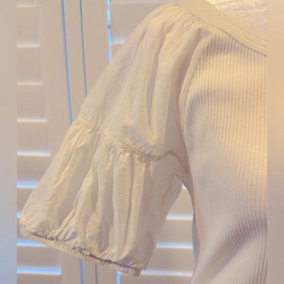 J Crew Vintage Rib Puff-Sleeve top in Ivory size M - Picture 4 of 8